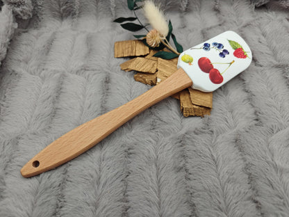 Teigschaber Silikonspatel personalisiert Früchtetraum Berry  backen, kochen ca. 25 cm lang mit Wunschgravur personalisiert Geschenk