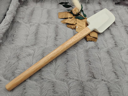Teigschaber Silikonspatel XXL personalisiert hellgrau  backen kochen ca. 31 cm lang mit Wunschgravur Geschenk Küchenhelfer