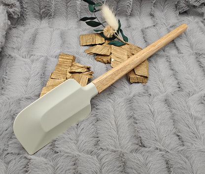 Teigschaber Silikonspatel XXL personalisiert hellgrau  backen kochen ca. 31 cm lang mit Wunschgravur Geschenk Küchenhelfer