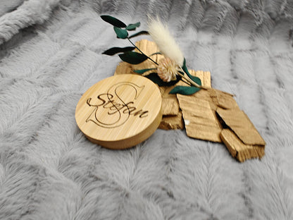 Flaschenöffner personalisiert rund aus Bambus mit individueller Gravur Geschenk Geschenkidee