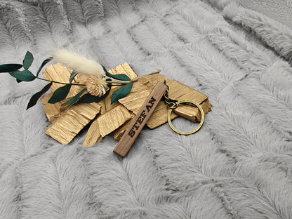 Schlüsselanhänger Holz personalisiert Vintage mit Wunschgravur ideales Geschenk Geschenkidee