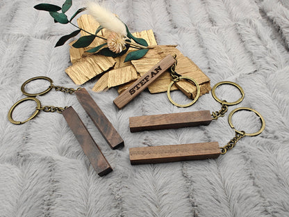 Schlüsselanhänger Holz personalisiert Vintage mit Wunschgravur ideales Geschenk Geschenkidee