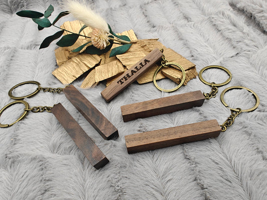 Schlüsselanhänger Holz personalisiert Vintage mit Wunschgravur ideales Geschenk Geschenkidee