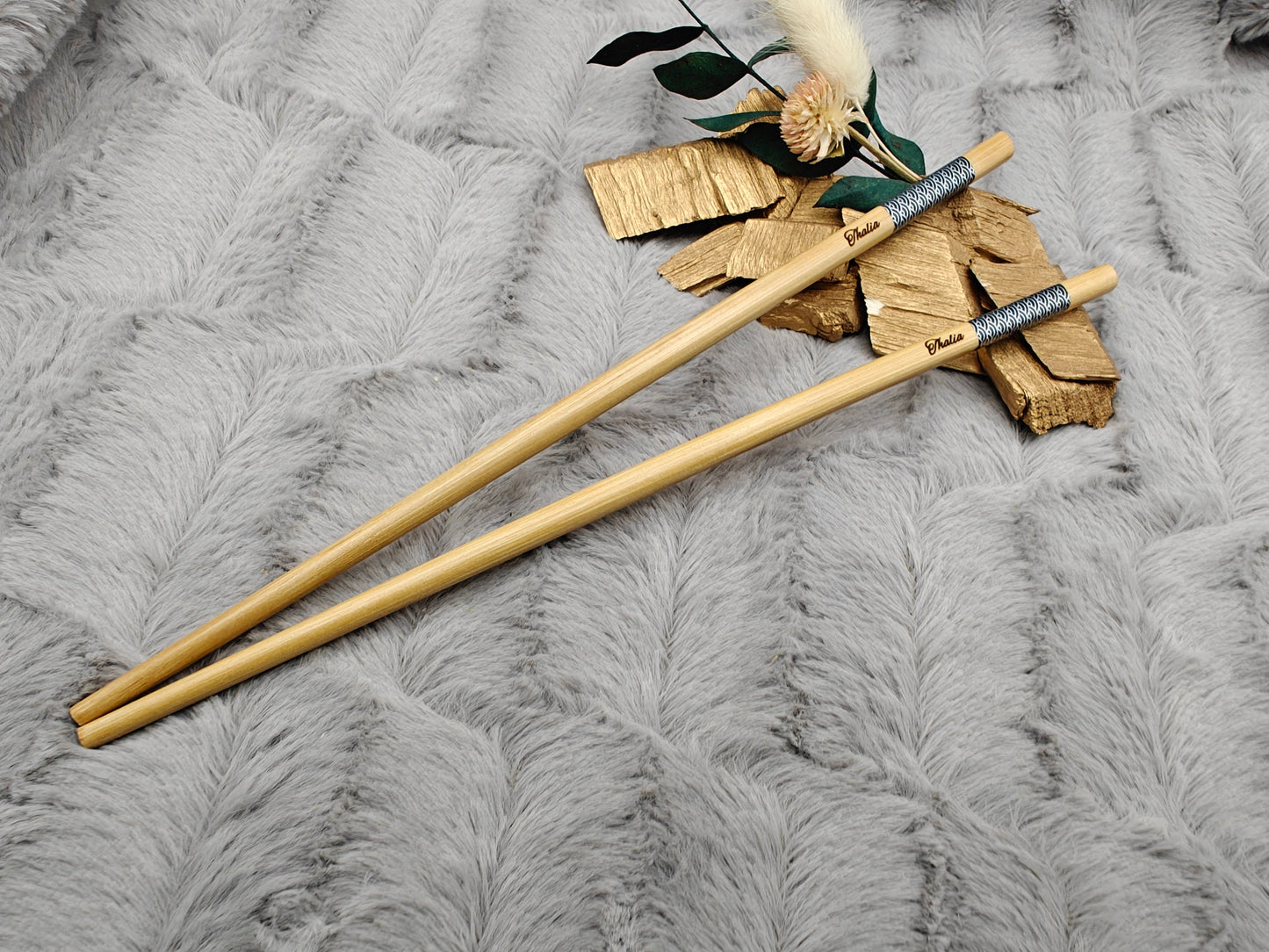 2 Chopsticks personalisiert mit Muster Essstäbchen 1 Paar Bambus 24 cm Wunschgravur China Essen Food Sushi Geschenk