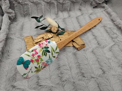 Teigschaber Silikonspatel XXXL personalisiert Blumen Schmetterling  backen kochen ca. 31 cm lang mit Wunschgravur Geschenk Küchenhelfer