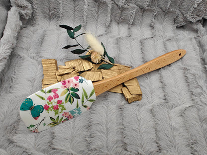 Teigschaber Silikonspatel XXXL personalisiert Blumen Schmetterling  backen kochen ca. 31 cm lang mit Wunschgravur Geschenk Küchenhelfer