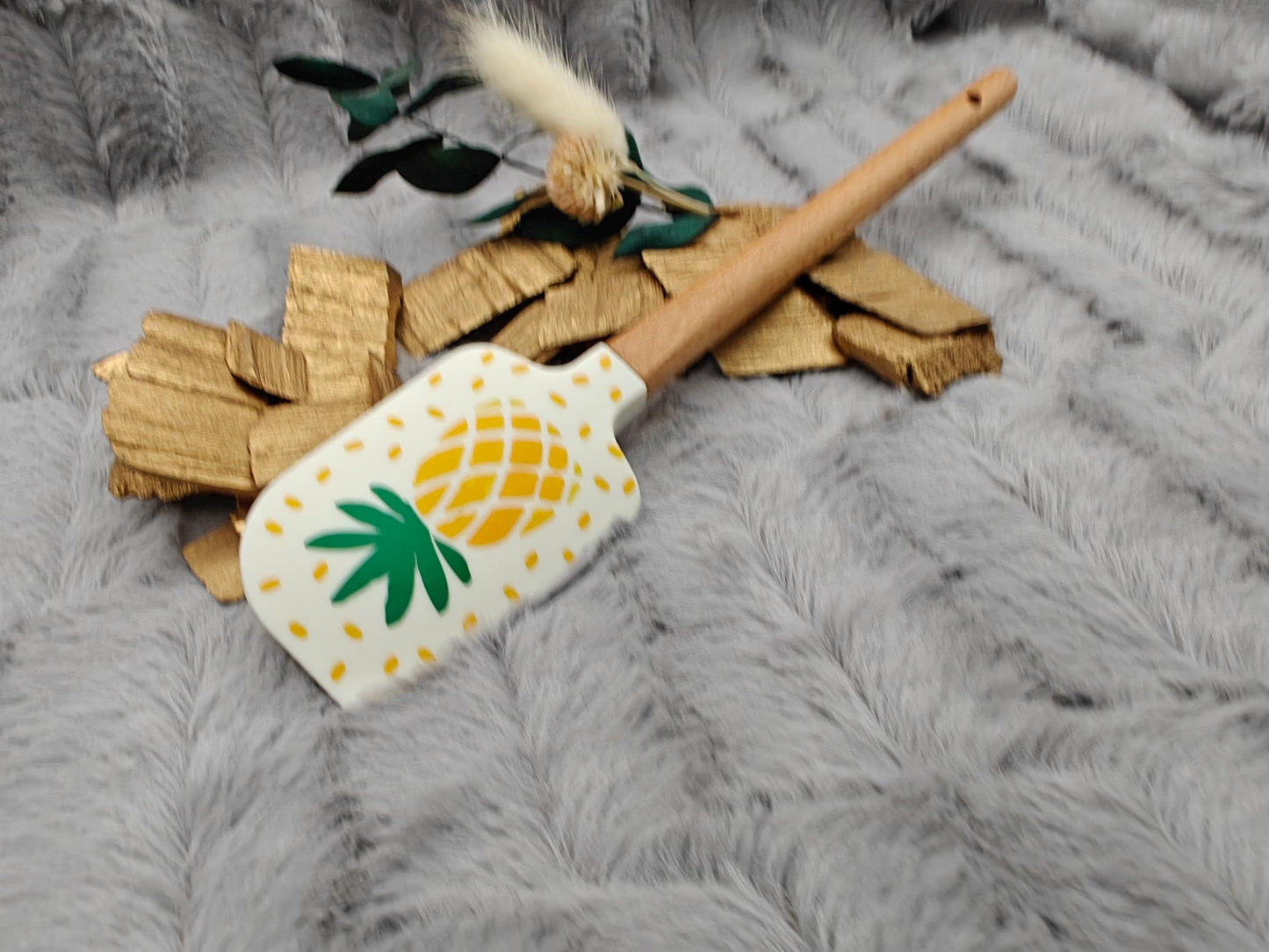 Teigschaber Silikonspatel personalisiert Ananas  backen, kochen ca. 23 cm lang mit Wunschgravur personalisiert Geschenk