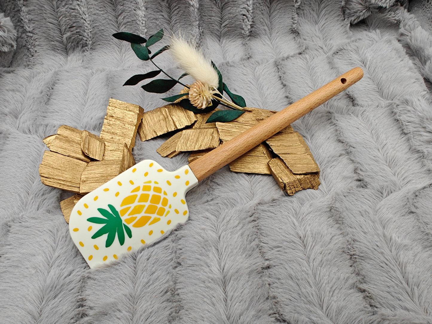Teigschaber Silikonspatel personalisiert Ananas  backen, kochen ca. 23 cm lang mit Wunschgravur personalisiert Geschenk