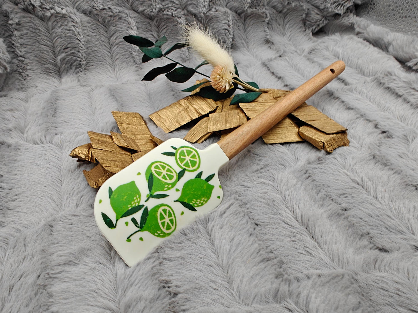 Teigschaber Silikonspatel personalisiert Limette  backen, kochen ca. 23 cm lang mit Wunschgravur personalisiert Geschenk
