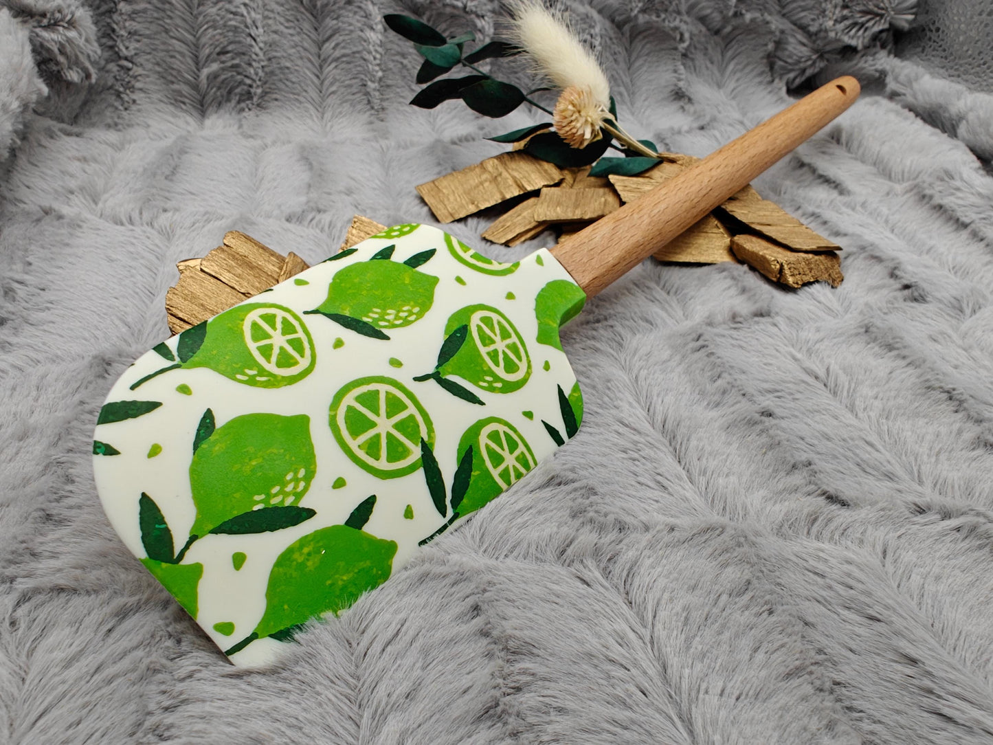 Teigschaber Silikonspatel XXXL personalisiert Limette  backen kochen ca. 32 cm lang mit Wunschgravur Geschenk Küchenhelfer