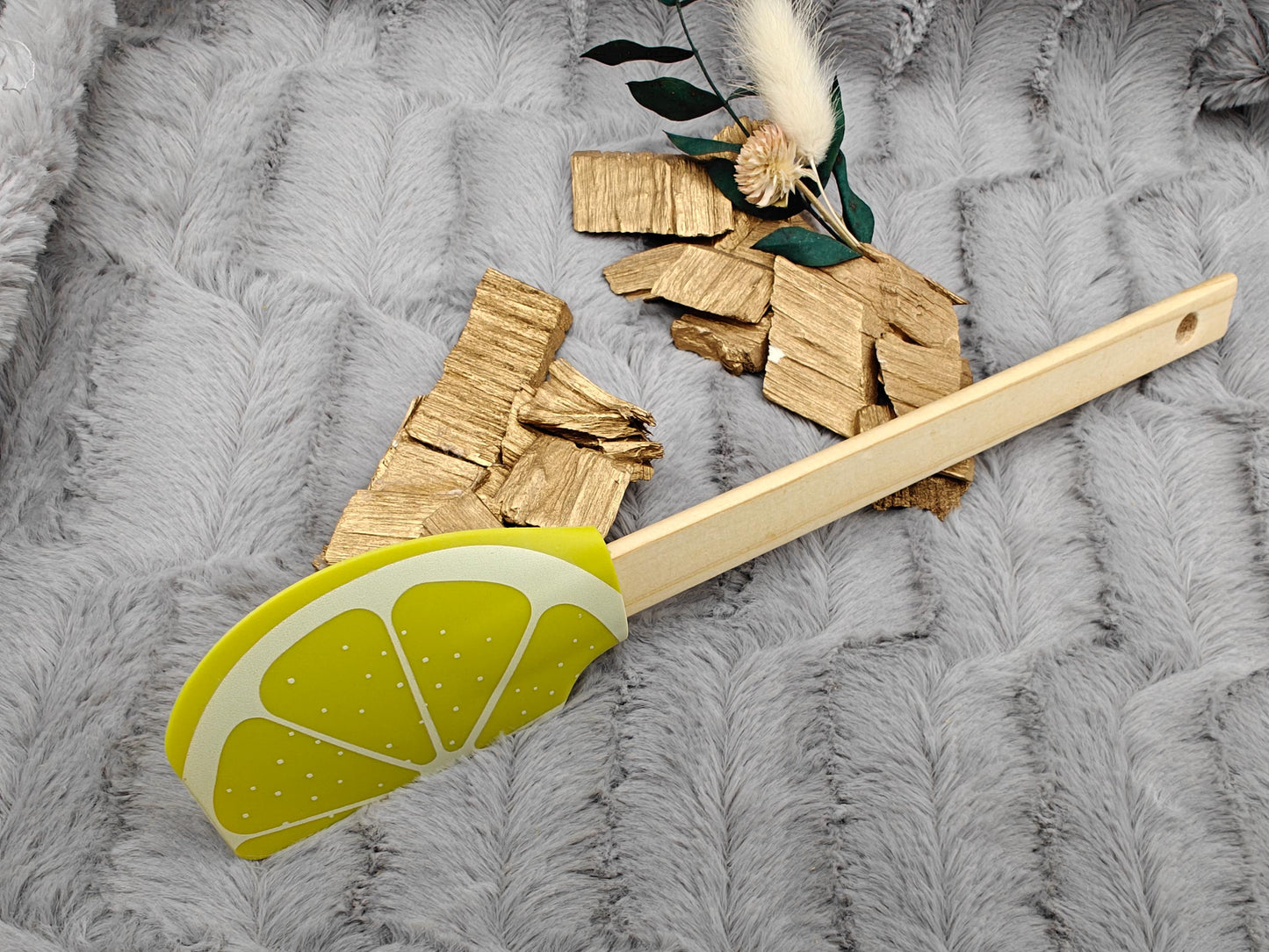 Teigschaber Silikonspatel XXL Zitrone personalisiert Holz Spatel  backen kochen grillen ca. 29 cm lang