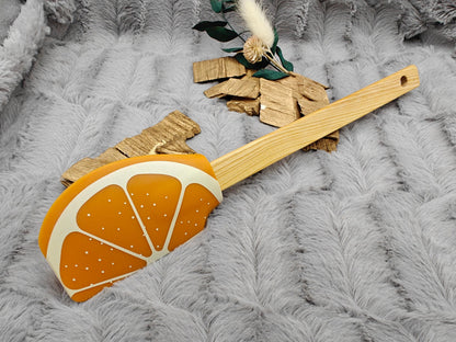 Teigschaber Silikonspatel XXL Orange personalisiert Holz Spatel  backen kochen grillen ca. 29 cm lang