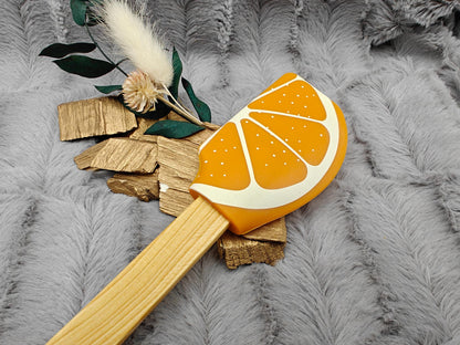 Teigschaber Silikonspatel XXL Orange personalisiert Holz Spatel  backen kochen grillen ca. 29 cm lang