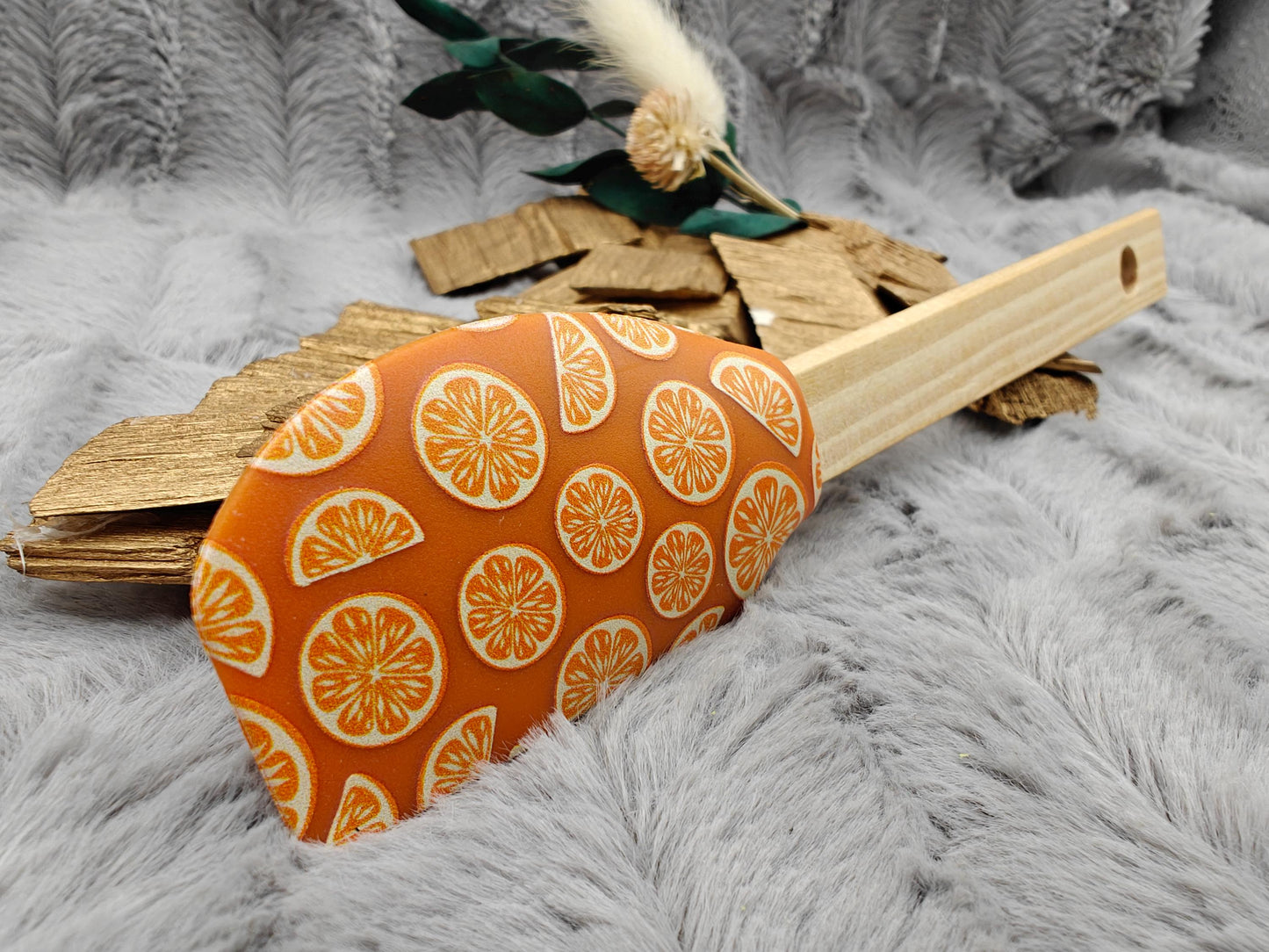Teigschaber Silikonspatel personalisiert Orange  backen, kochen, grillen ca. 20 cm lang Geschenk