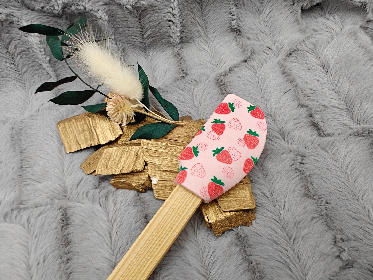 Teigschaber Silikonspatel personalisiert Erdbeere  backen, kochen, grillen ca. 20 cm lang Geschenk