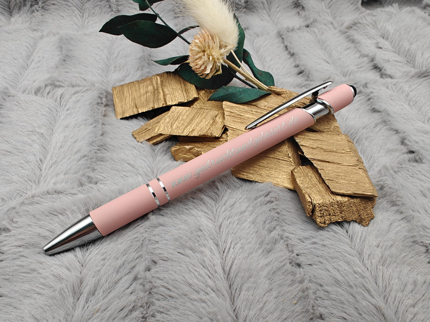 Kugelschreiber personalisiert mit Touchpen pastellfarbe aus Aluminium mit Gravur Kuli Stift Holz Gastgeschenk Geschenk