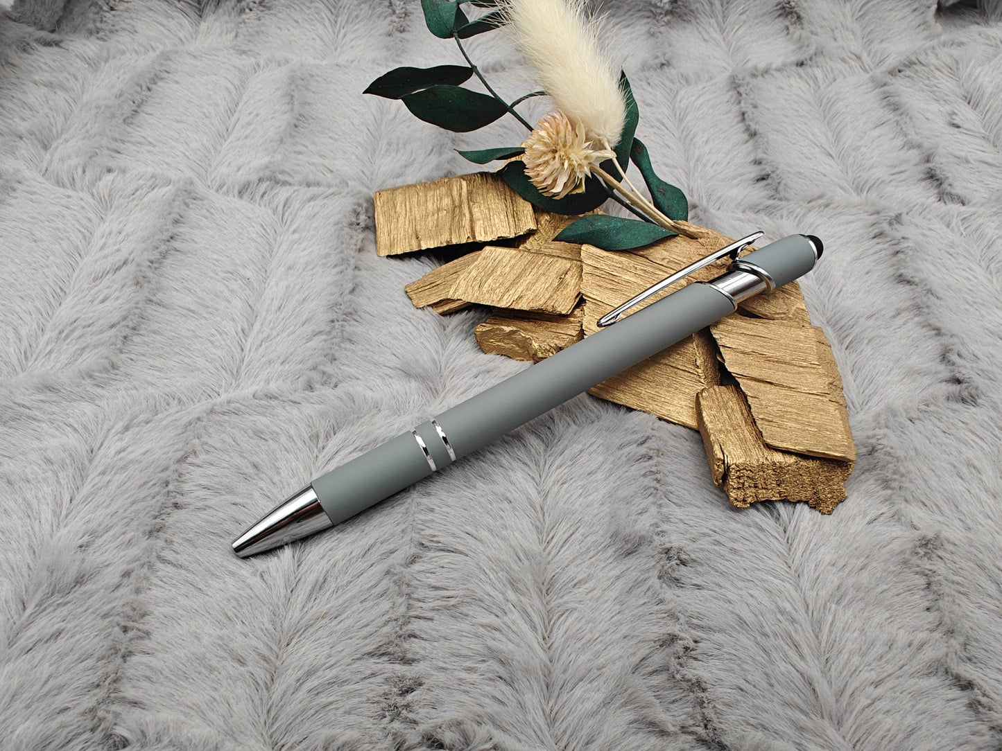 Kugelschreiber personalisiert mit Touchpen pastellfarbe aus Aluminium mit Gravur Kuli Stift Holz Gastgeschenk Geschenk