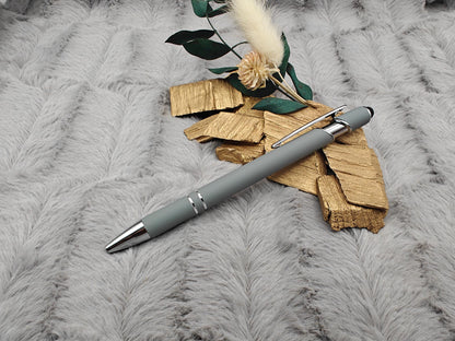 Kugelschreiber personalisiert mit Touchpen pastellfarbe aus Aluminium mit Gravur Kuli Stift Holz Gastgeschenk Geschenk