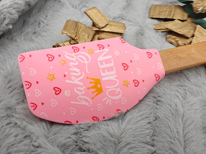 Teigschaber Silikonspatel XXXL personalisiert Baking Queen Backfee  backen kochen ca. 32 cm lang mit Wunschgravur Geschenk Küchenhelfer