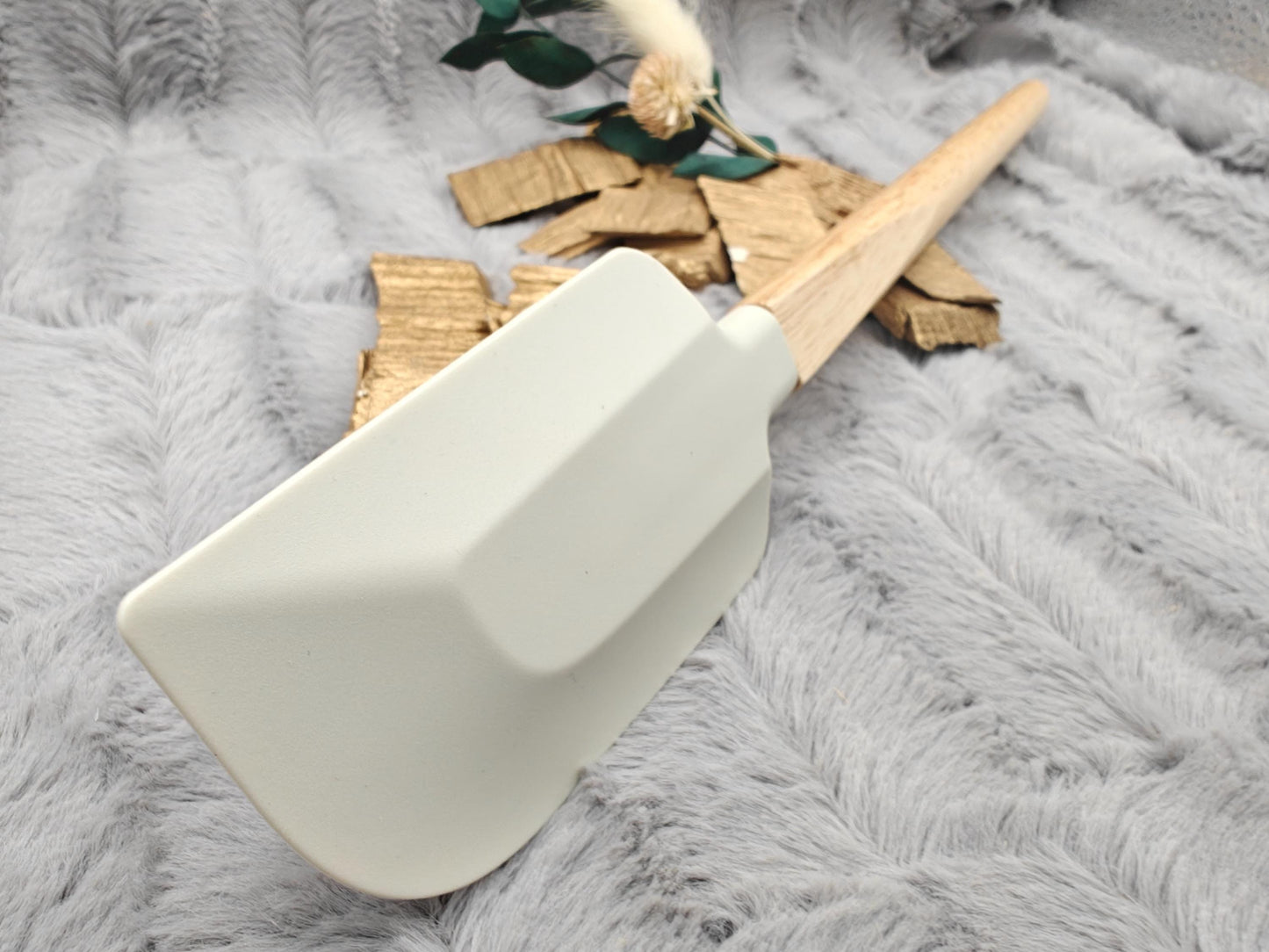 Teigschaber Silikonspatel XXXL personalisiert hellgrau  backen kochen ca. 32 cm lang mit Wunschgravur Geschenk Küchenhelfer