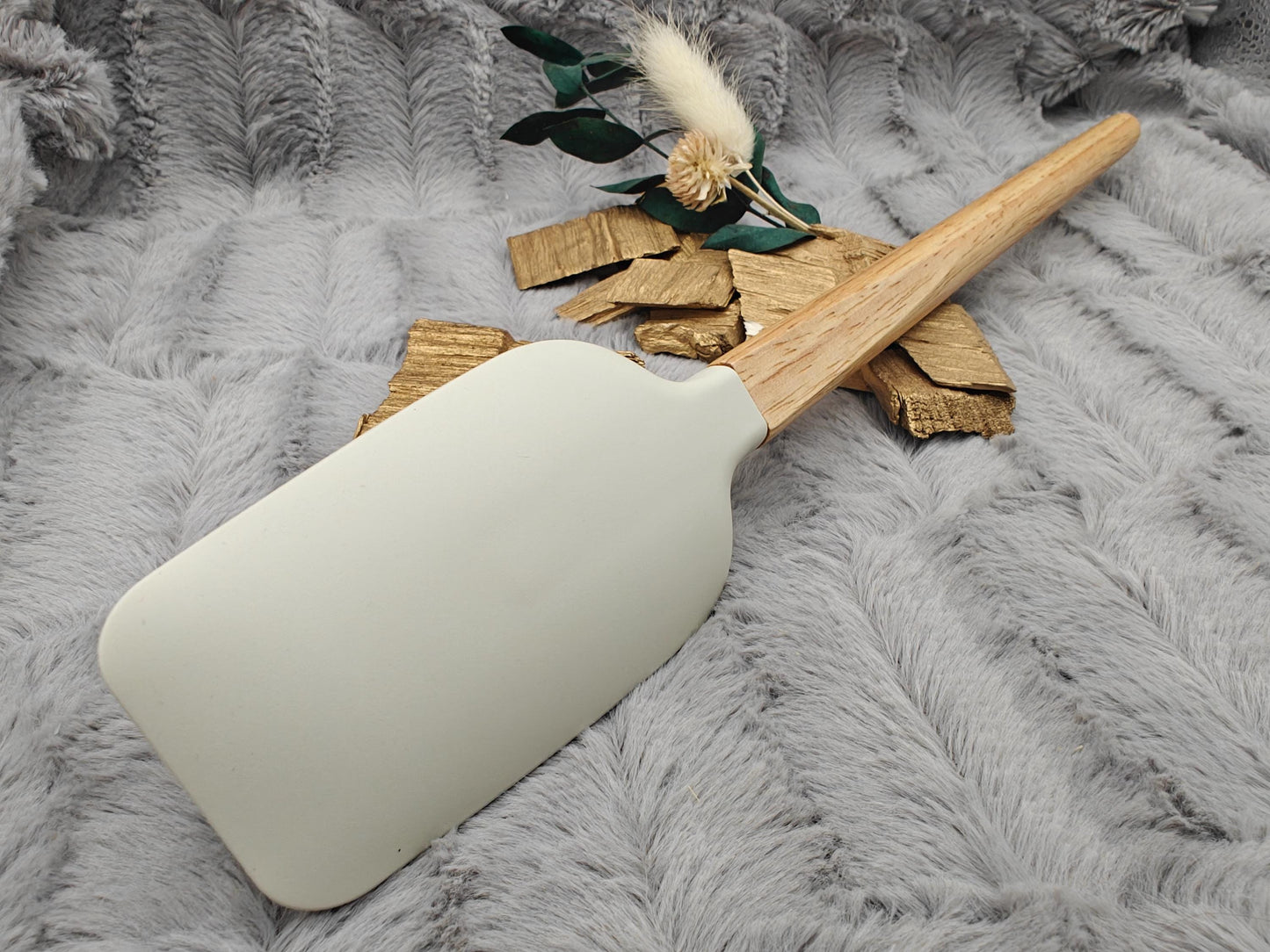 Teigschaber Silikonspatel XXXL personalisiert hellgrau  backen kochen ca. 32 cm lang mit Wunschgravur Geschenk Küchenhelfer