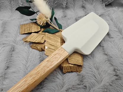 Teigschaber Silikonspatel XXL personalisiert hellgrau  backen kochen ca. 31 cm lang mit Wunschgravur Geschenk Küchenhelfer