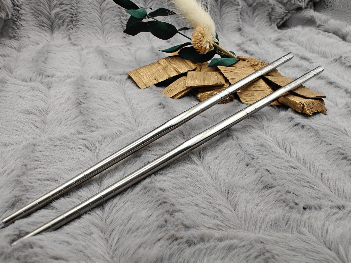 1 Paar Essstäbchen 2 Stück Chinesische Stäbchen Chopsticks Metall mit Gravur Wunschgravur 22cm Sushi