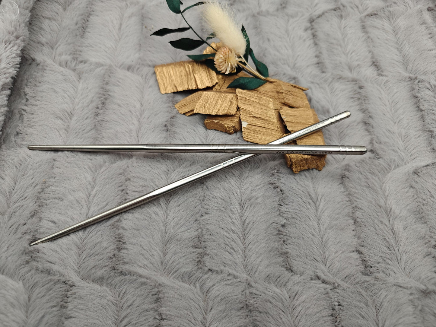 1 Paar Essstäbchen 2 Stück Chinesische Stäbchen Chopsticks Metall mit Gravur Wunschgravur 22cm Sushi