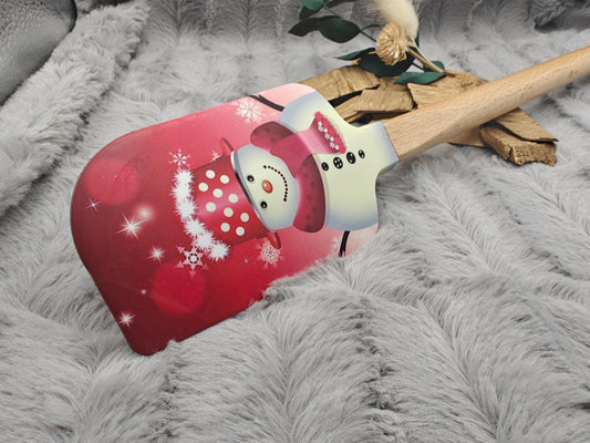 Silikonspatel XXXL personalisiert Schneemann rot Weihnachten Teigschaber backen kochen ca. 32 cm lang mit Wunschgravur Geschenk Küchenhelfer
