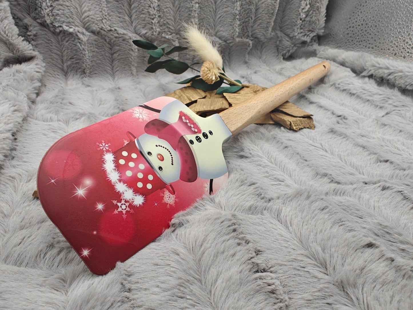 Silikonspatel XXXL personalisiert Schneemann rot Weihnachten Teigschaber backen kochen ca. 32 cm lang mit Wunschgravur Geschenk Küchenhelfer