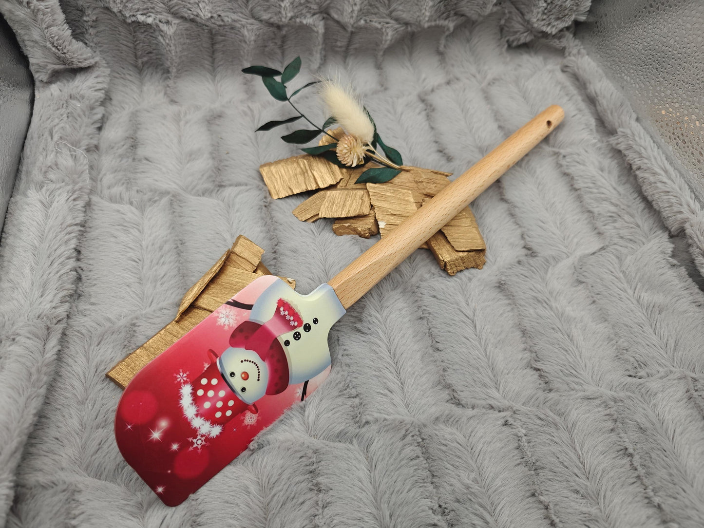 Silikonspatel XXXL personalisiert Schneemann rot Weihnachten Teigschaber backen kochen ca. 32 cm lang mit Wunschgravur Geschenk Küchenhelfer