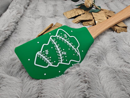 Silikonspatel XXXL personalisiert Christbaum Weihnachten grün Teigschaber backen kochen ca. 32 cm lang mit Wunschgravur Küchenhelfer