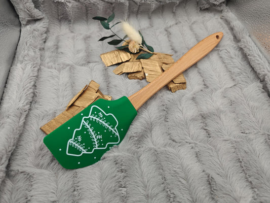 Silikonspatel XXXL personalisiert Christbaum Weihnachten grün Teigschaber backen kochen ca. 32 cm lang mit Wunschgravur Küchenhelfer