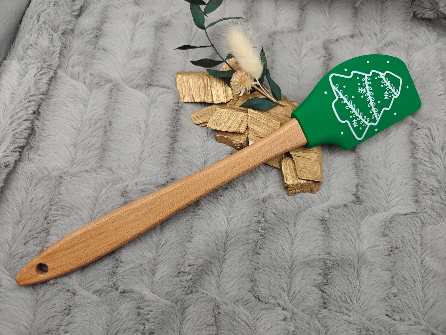Silikonspatel XXXL personalisiert Christbaum Weihnachten grün Teigschaber backen kochen ca. 32 cm lang mit Wunschgravur Küchenhelfer