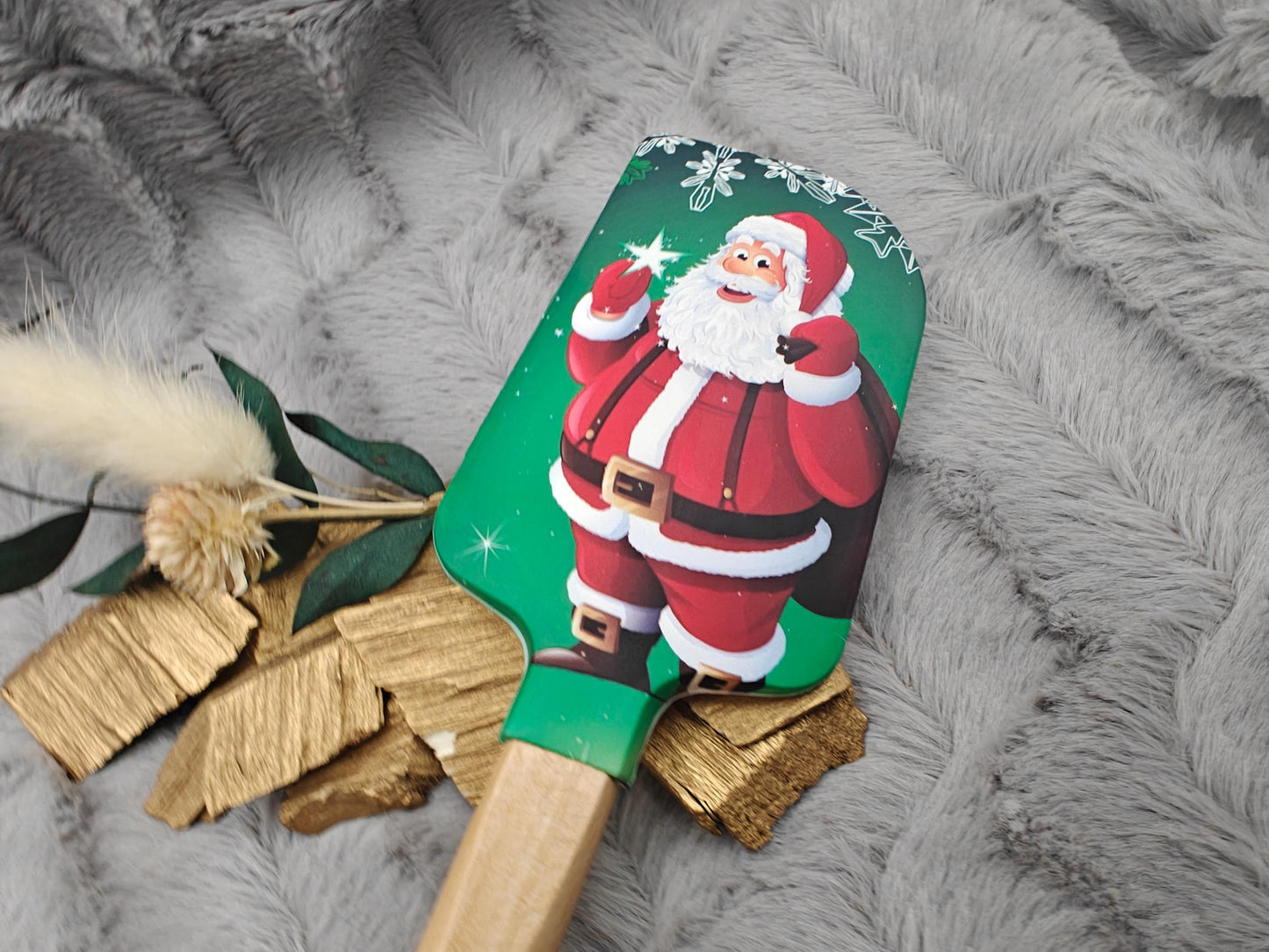 Silikonspatel XXXL personalisiert Weihnachtsmann Teigschaber backen kochen ca. 32 cm lang mit Wunschgravur Geschenk Küchenhelfer