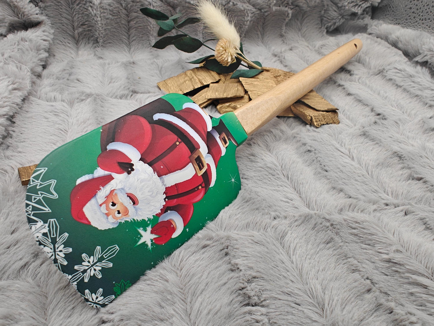 Silikonspatel XXXL personalisiert Weihnachtsmann Teigschaber backen kochen ca. 32 cm lang mit Wunschgravur Geschenk Küchenhelfer