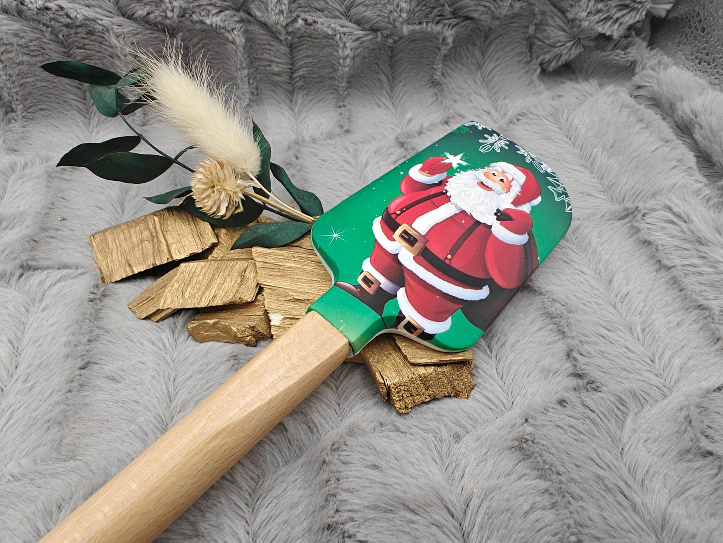 Silikonspatel XXXL personalisiert Weihnachtsmann Teigschaber backen kochen ca. 32 cm lang mit Wunschgravur Geschenk Küchenhelfer