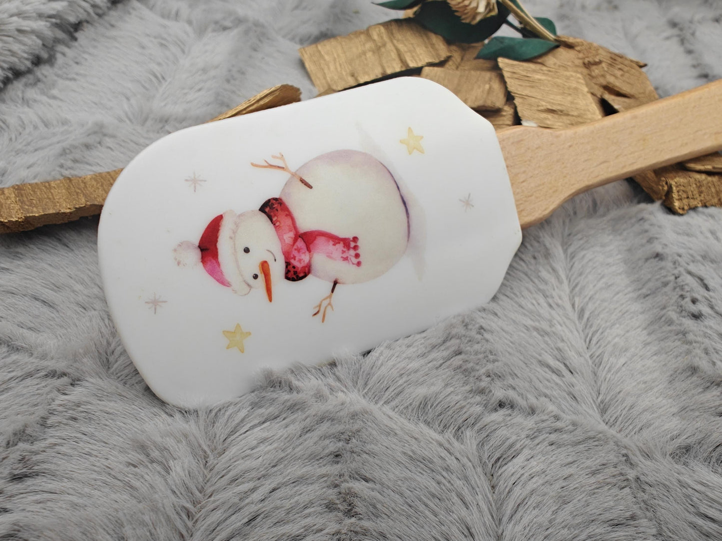 Silikonspatel personalisiert Weihnachten Schneemann Teigschaber backen, kochen ca. 26 cm lang mit Wunschgravur personalisiert Geschenk