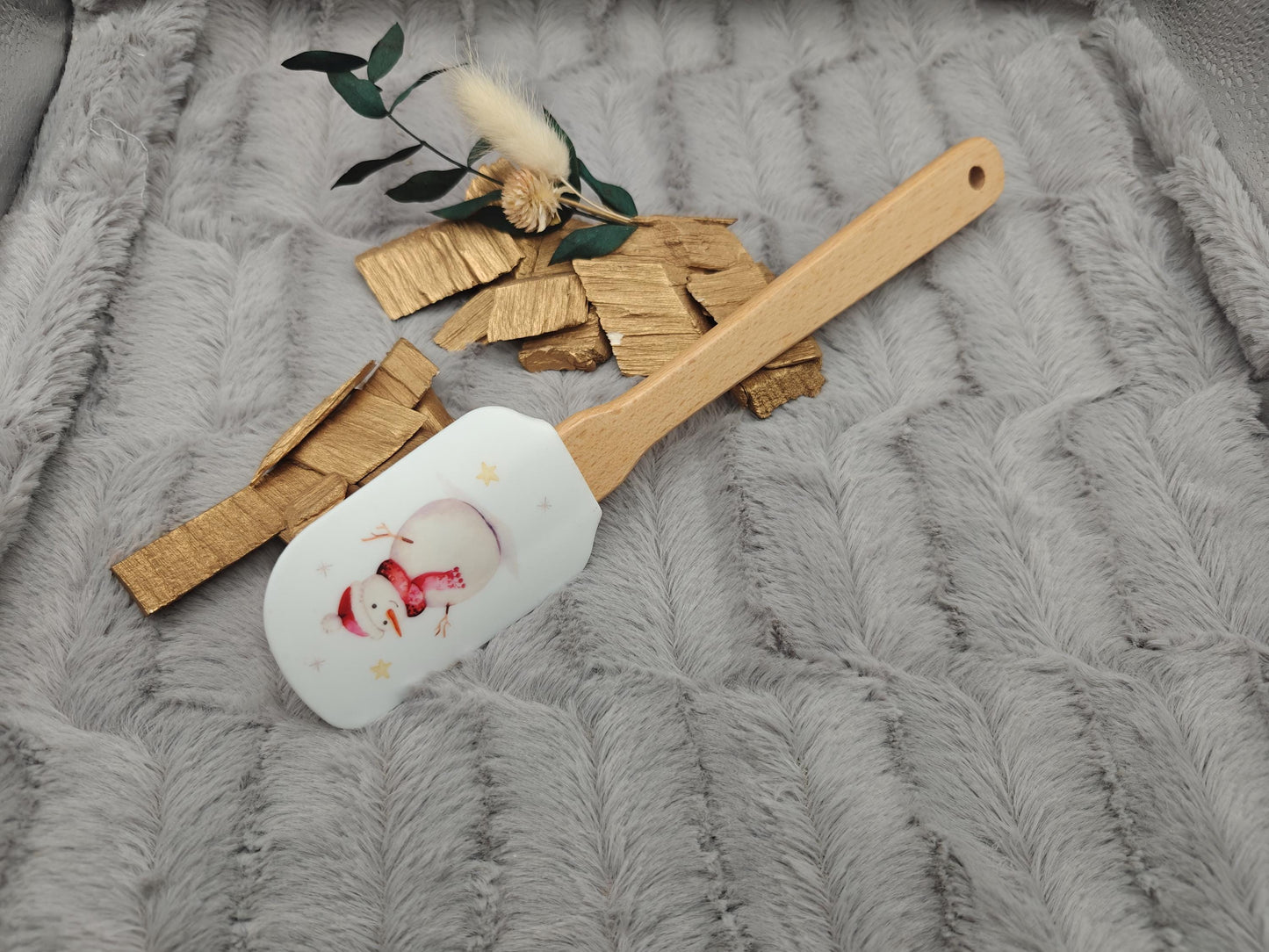 Silikonspatel personalisiert Weihnachten Schneemann Teigschaber backen, kochen ca. 26 cm lang mit Wunschgravur personalisiert Geschenk