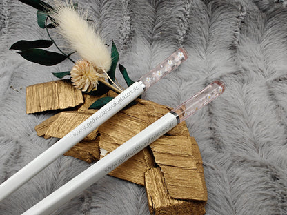 Chopsticks personalisiert weiß mit Blumenmotiv Essstäbchen Chinesische Stäbchen mit Wunschgravur 24 cm Geschenk