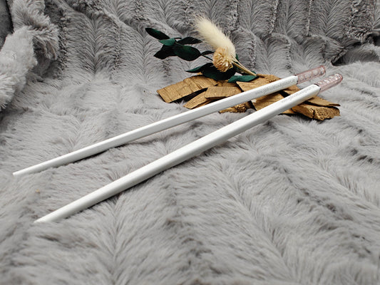 Chopsticks personalisiert weiß mit Blumenmotiv Essstäbchen Chinesische Stäbchen mit Wunschgravur 24 cm Geschenk