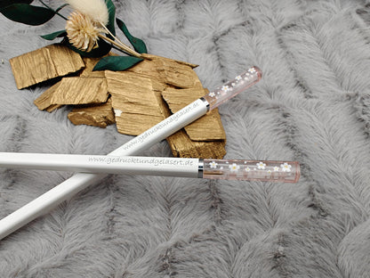 Chopsticks personalisiert weiß mit Blumenmotiv Essstäbchen Chinesische Stäbchen mit Wunschgravur 24 cm Geschenk