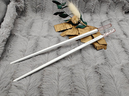 Chopsticks personalisiert weiß mit Blumenmotiv Essstäbchen Chinesische Stäbchen mit Wunschgravur 24 cm Geschenk