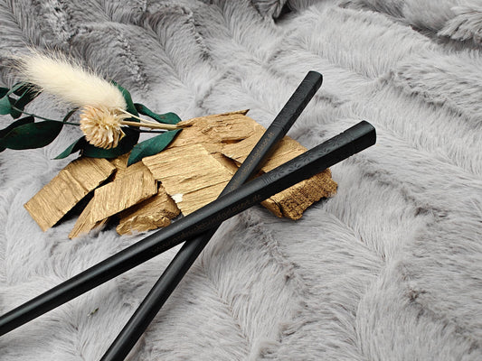 Chopsticks personalisiert schwarz mit Muster 2 Stück Essstäbchen mit Gravur 24 cm Geschenk Wunschgavur