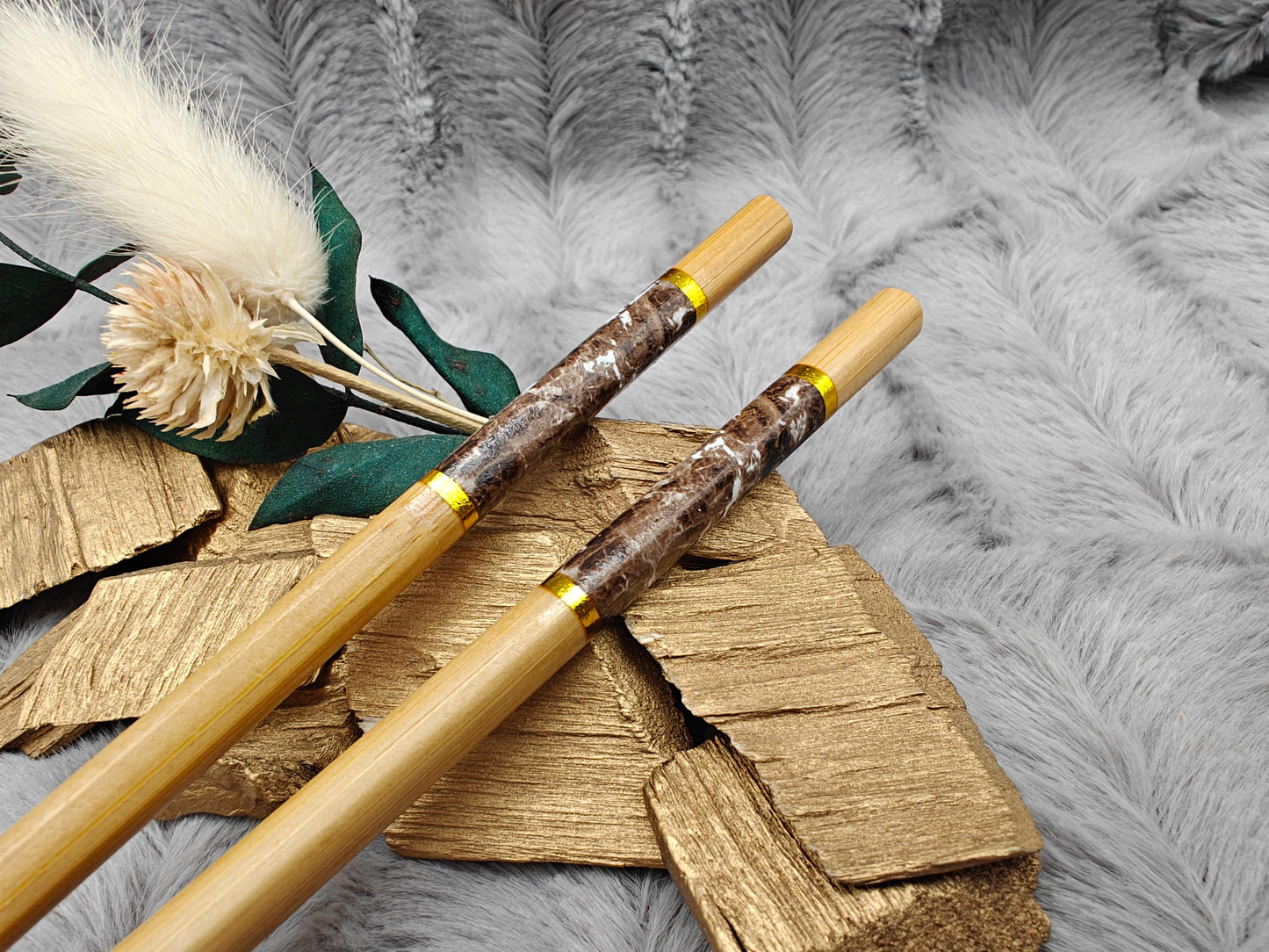 2 Chopsticks personalisiert Holz Essstäbchen 1 Paar 24 cm 5 verschiedene Muster Wunschgravur China Essen Sushi Geschenk