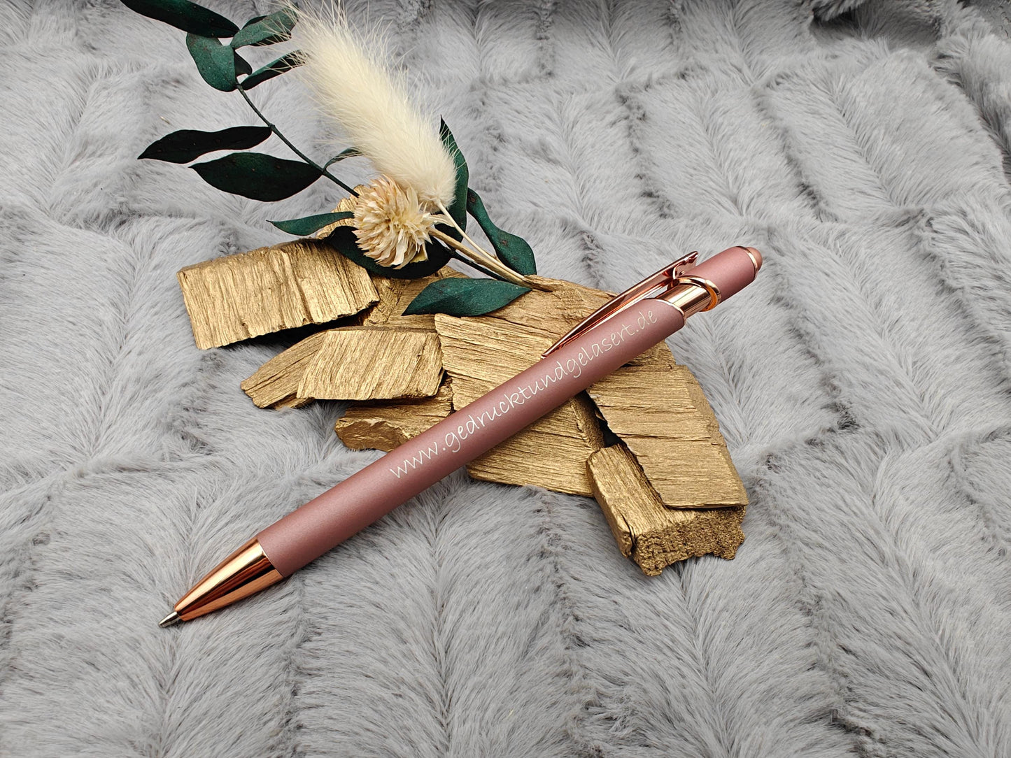 Kugelschreiber personalisiert mit Touchpen B-Ware rosegold aus Aluminium mit Gravur Kuli Stift Holz Gastgeschenk Geschenk schwarz