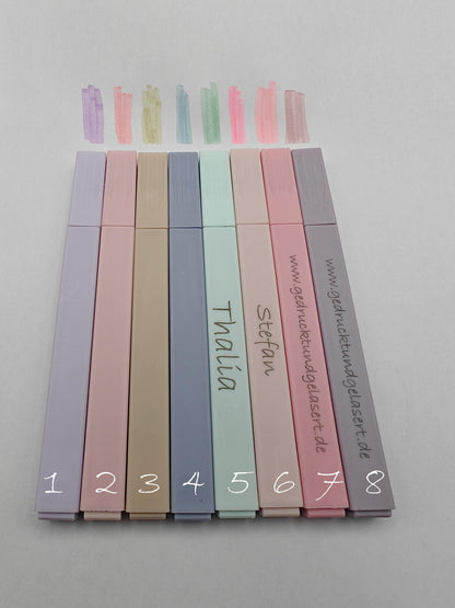 Stift Highlighter zum markieren von Text in 16 verschiedenen Farben personalisiert mit Gravur