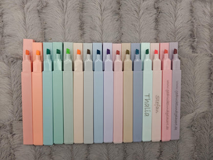 Stift Highlighter zum markieren von Text in 16 verschiedenen Farben personalisiert mit Gravur