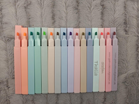 Stift Highlighter zum markieren von Text in 16 verschiedenen Farben personalisiert mit Gravur