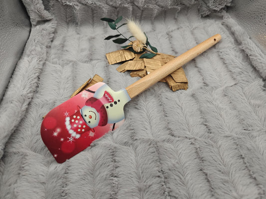 Silikonspatel XXXL personalisiert Schneemann rot Weihnachten Teigschaber backen kochen ca. 32 cm lang mit Wunschgravur Geschenk Küchenhelfer